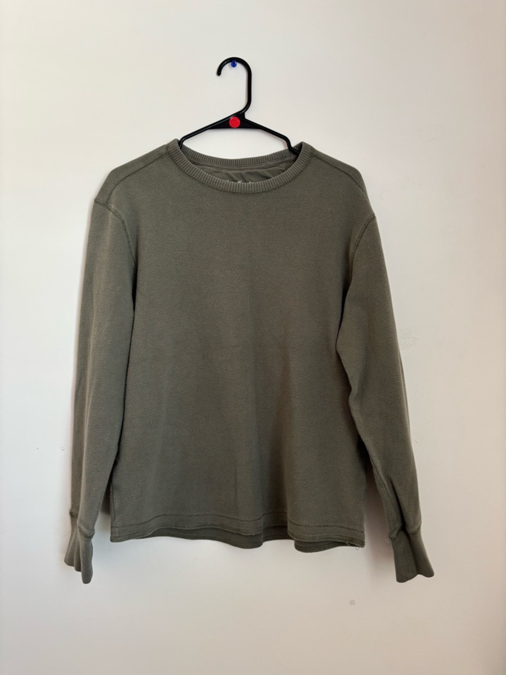 Eddie Bauer Olive Green Waffle Thermal Crewneck
